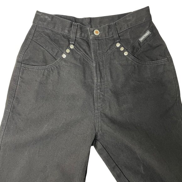 Vintage Rockies USA High Rise Black Denim Western Jeans Size 9/10 Bareback - Picture 1 of 9